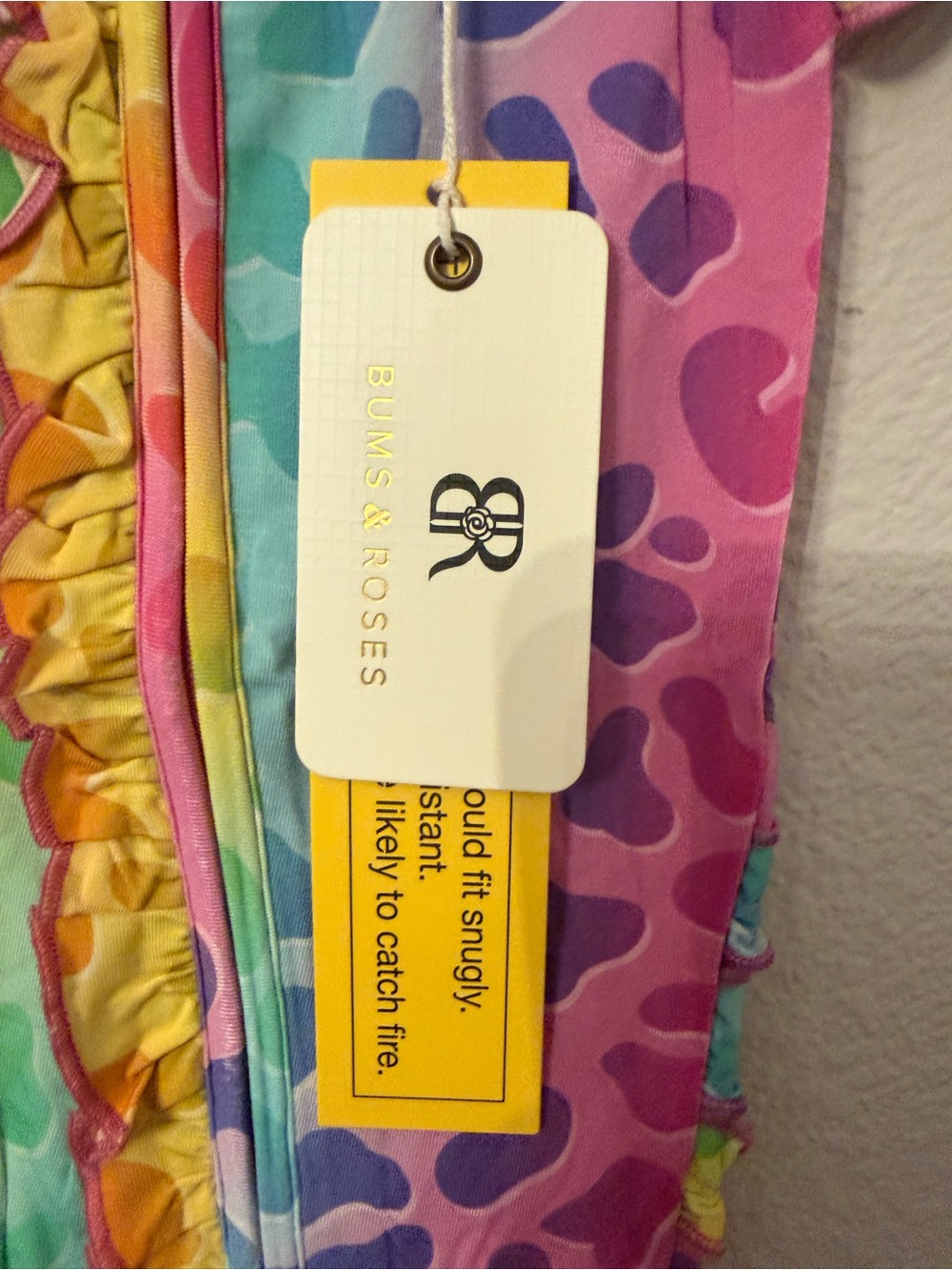 Rainbow Ruffle One-Piece Footie by RML & ROSES - Multicolor - Picture 3 of 4